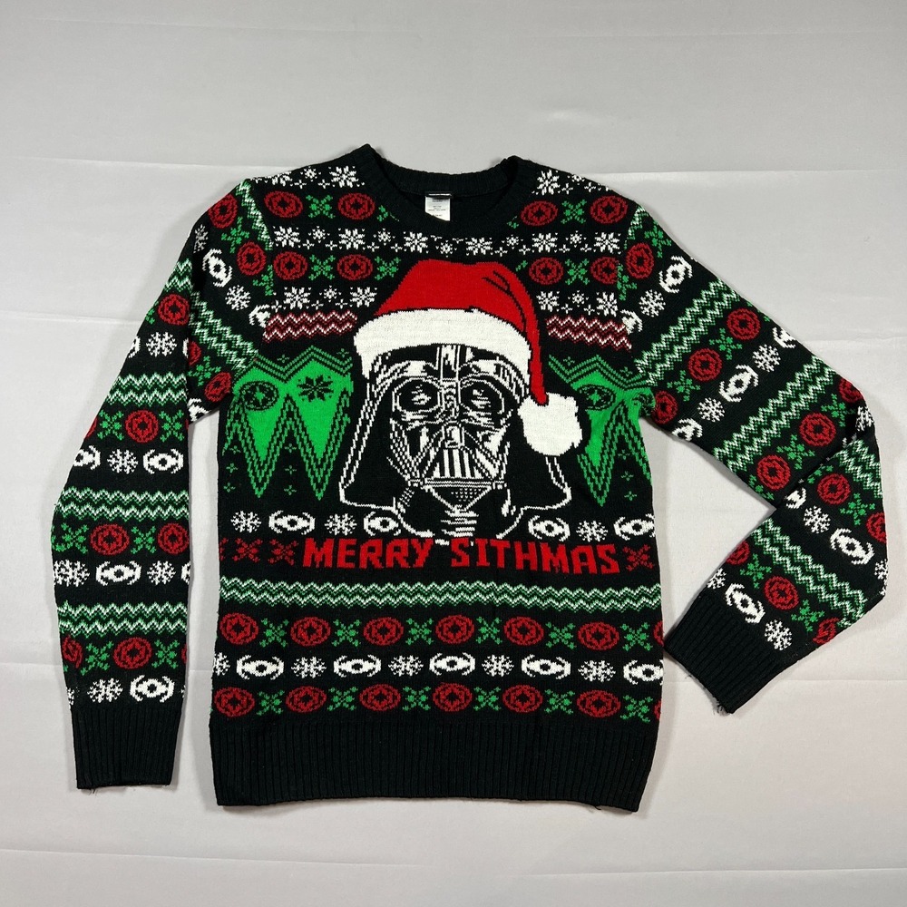 Star Wars Darth Vader Merry Sithmas Sweater Mens M 38-40 Black Fair Isle Holiday